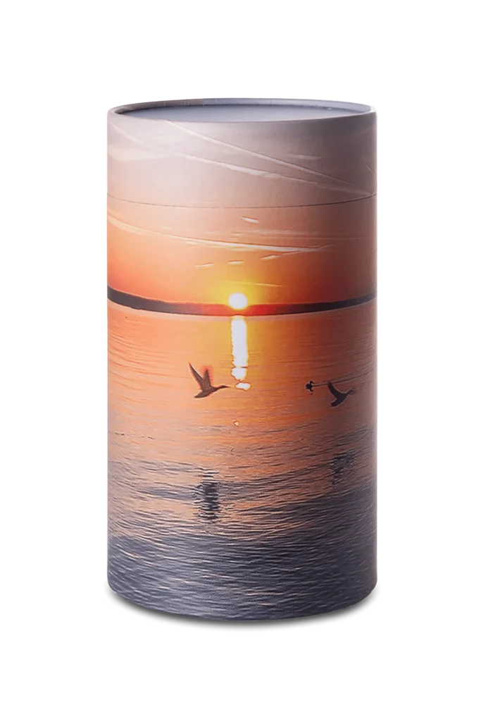 askestroning solnedgang fugle nordicfuneral